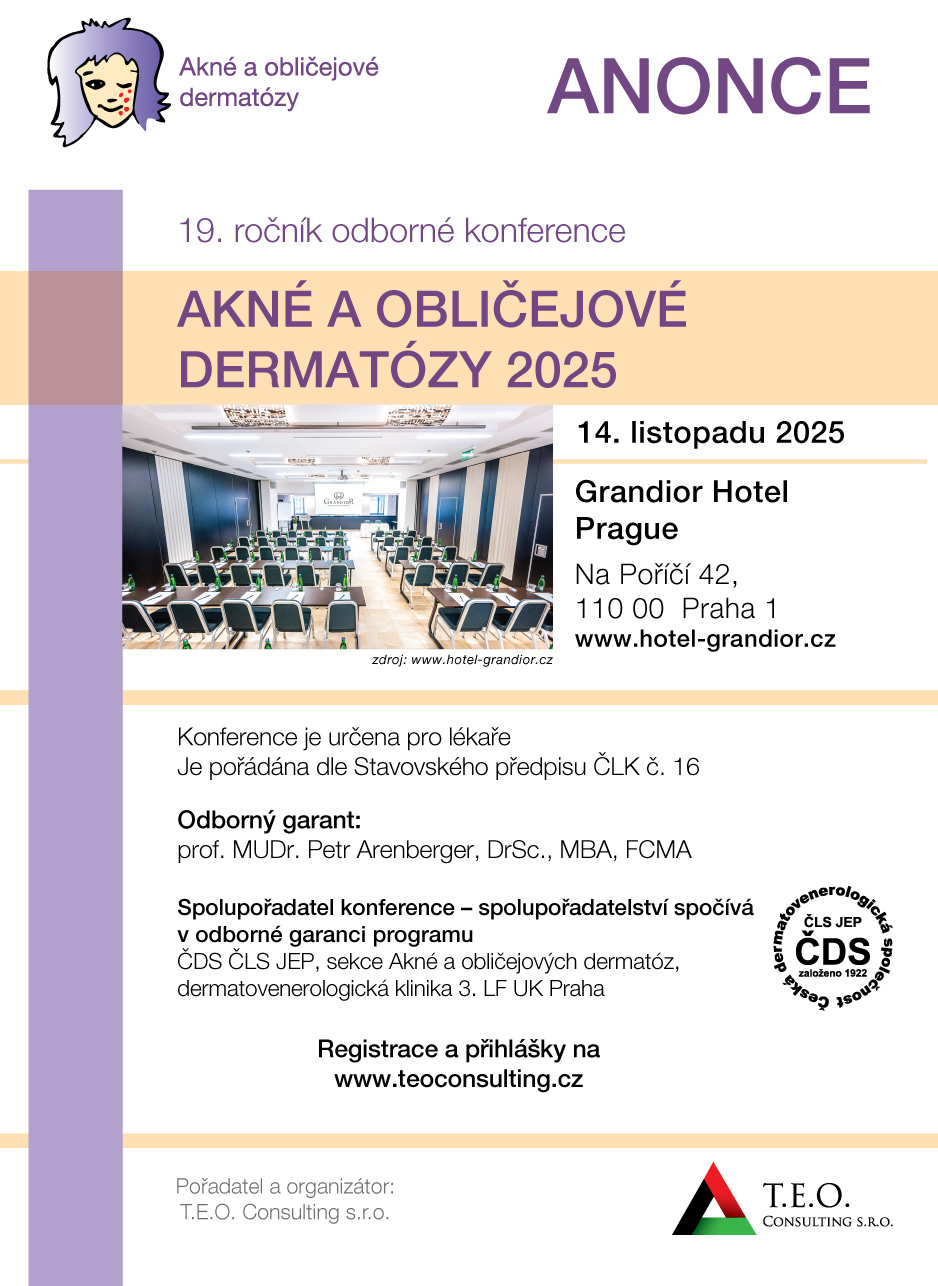 Anonce 19. ročník odborné konference - Akné a obličejové dermatózy 2025